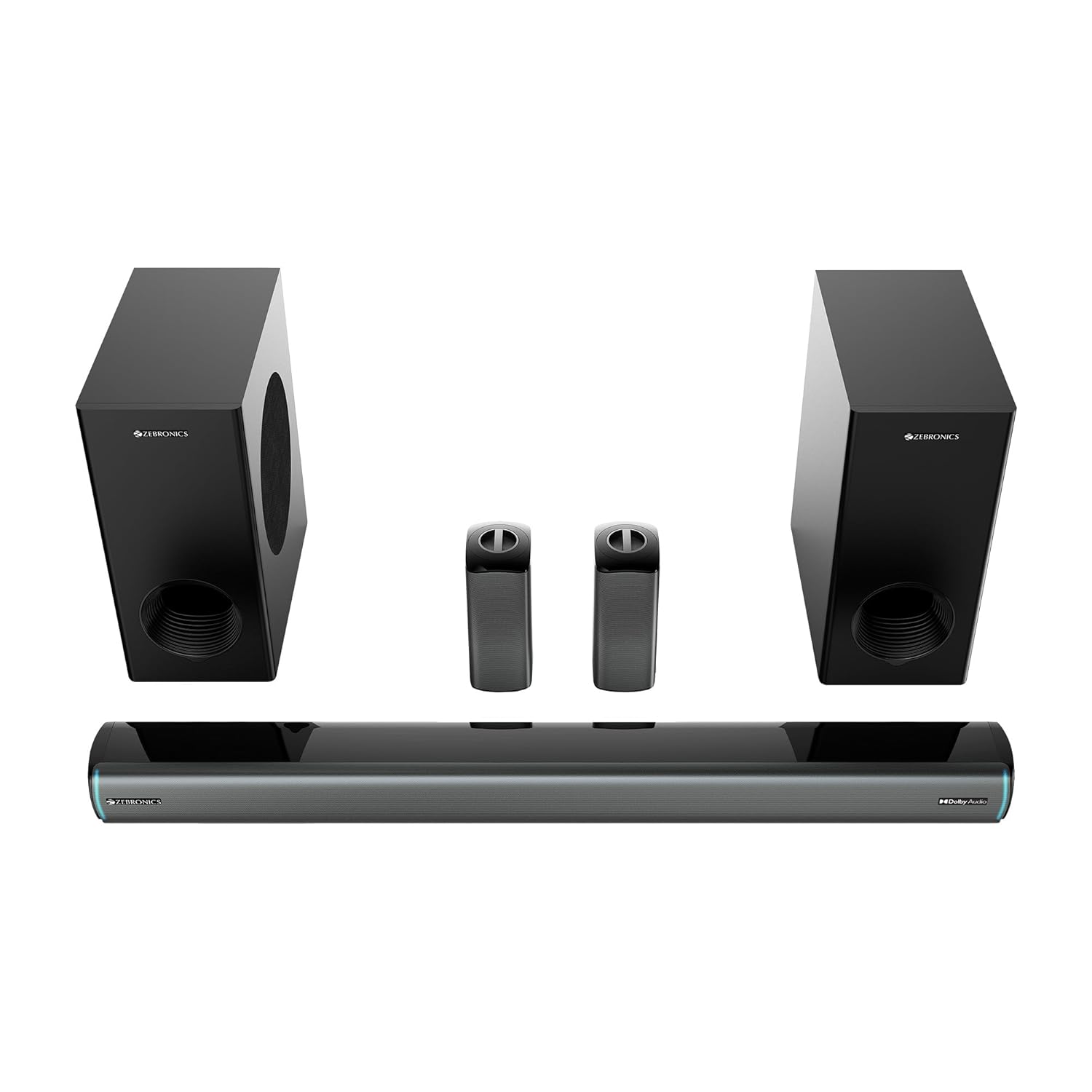 ZEBRONICS Juke bar 9550 pro 5.2 Soundbar (625 Watts), Dolby Audio, Dual Wireless Subwoofer & Satellite, BT v5.3, HDMI ARC, Optical, Powerful Bass, RGB LED Lights, Wall Mountable - View 3