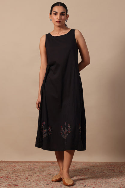Solid Flared Pure Cotton Dress - View 3