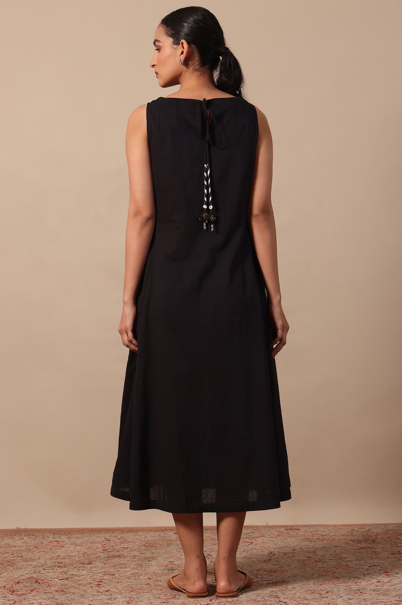 Solid Flared Pure Cotton Dress - View 6