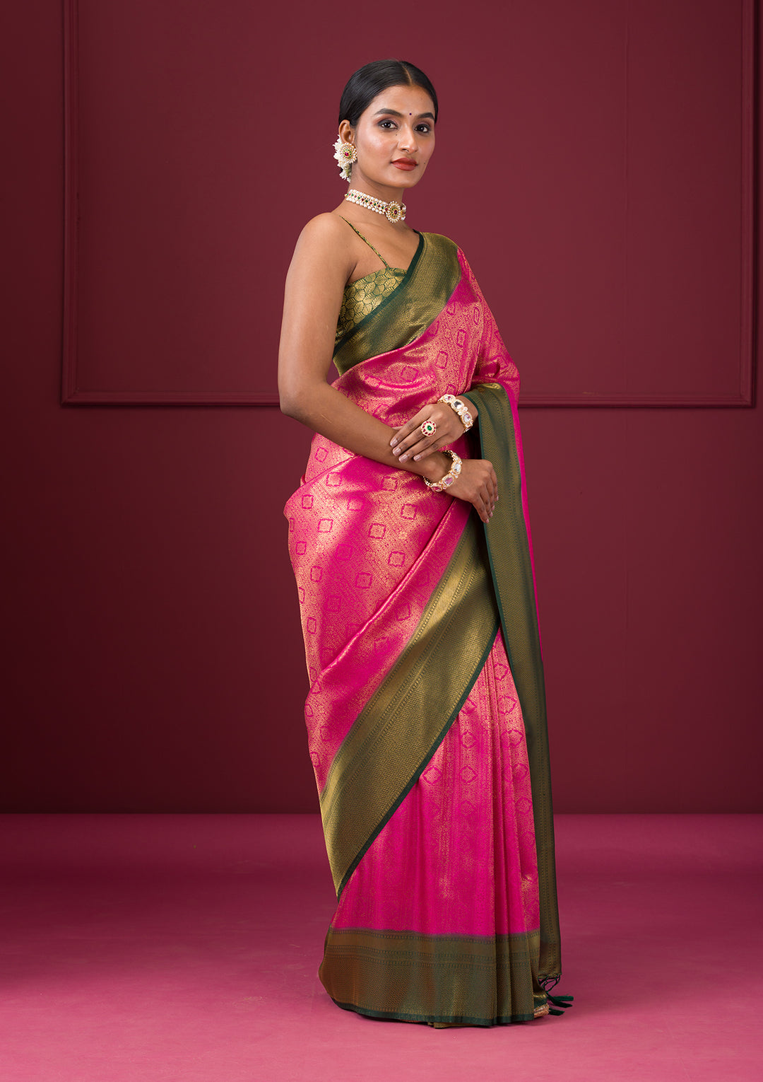 Pink Zariwork Soft Silk Saree - View 7
