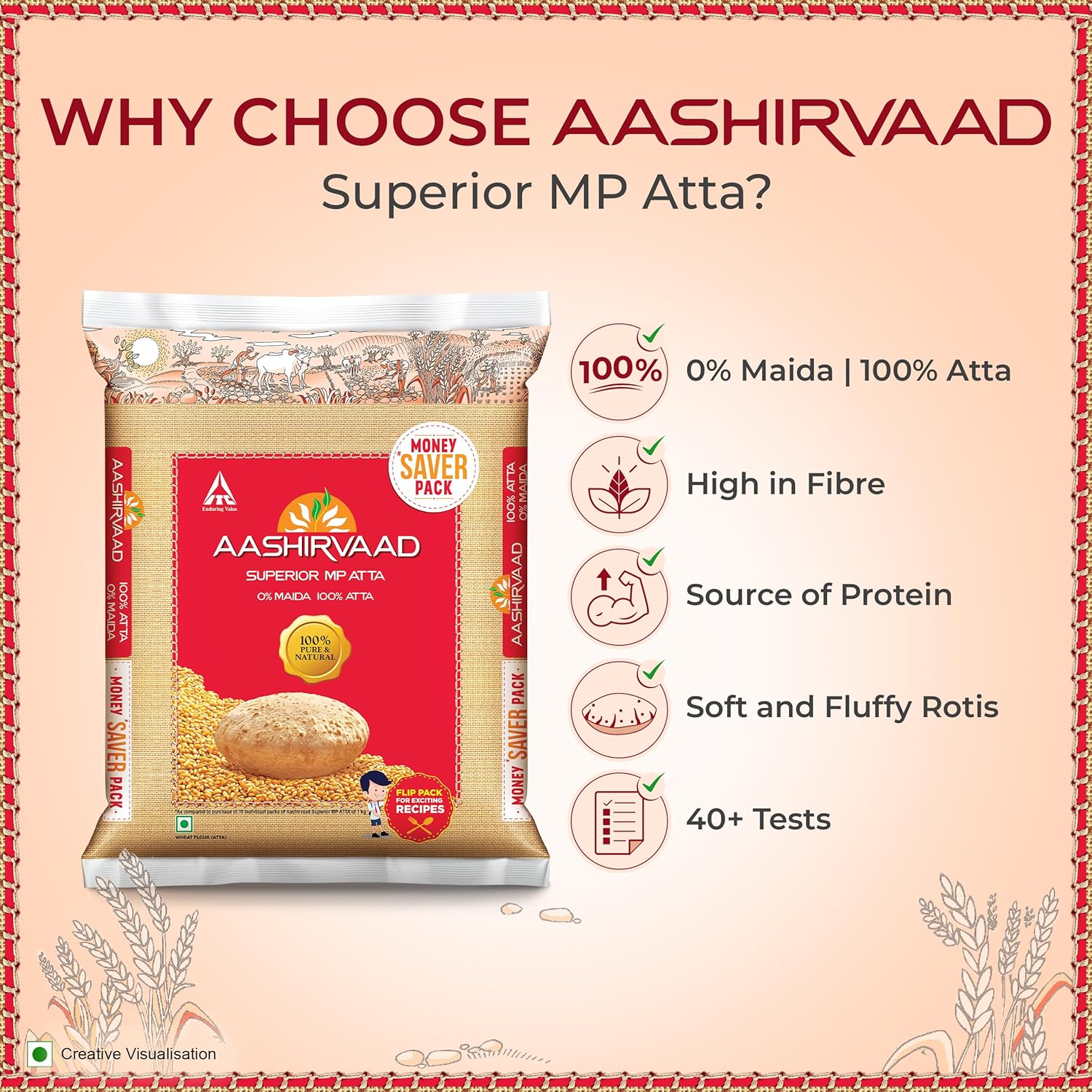 Aashirvaad Superior MP Atta, 10kg, Wheat Flour - View 5