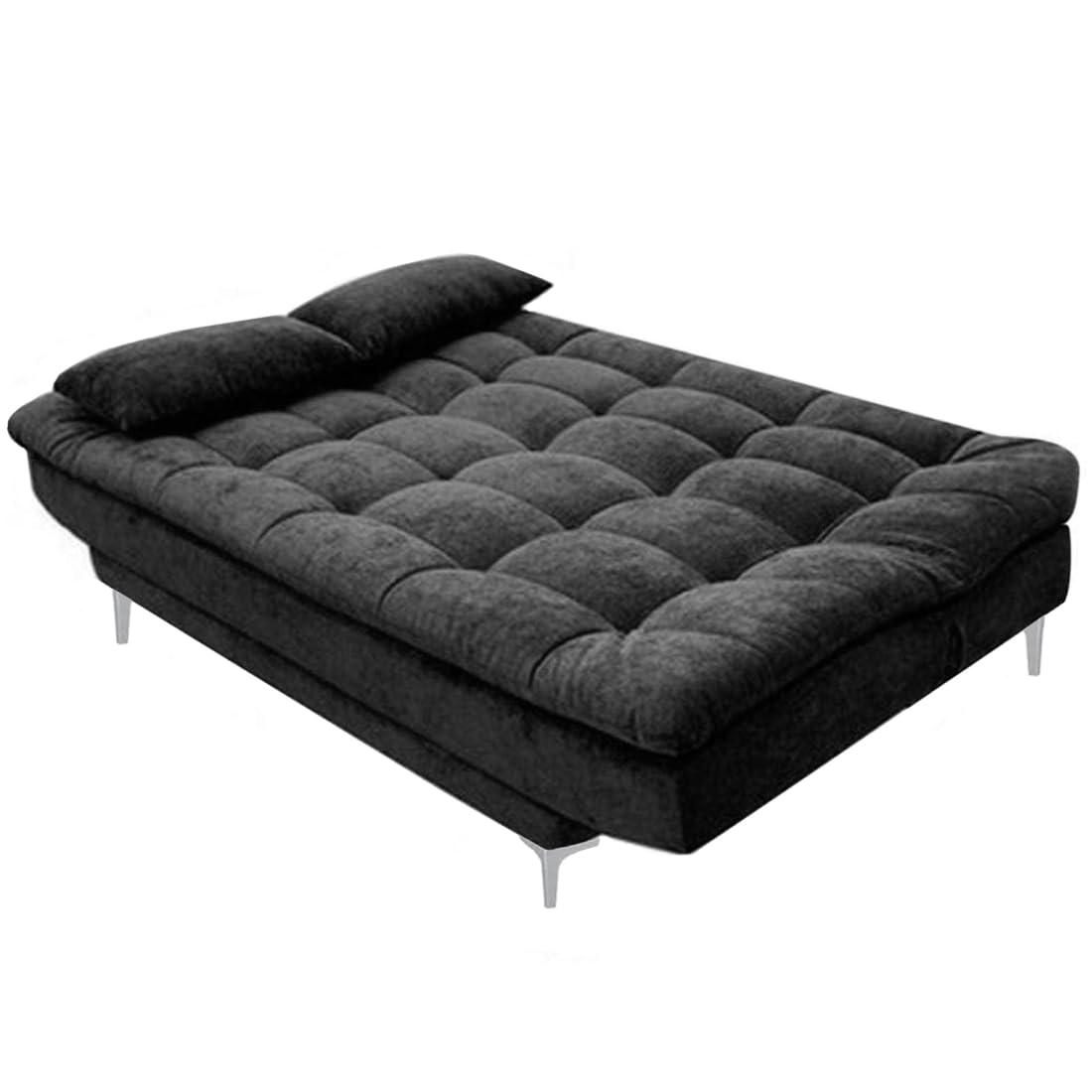 FURNY Supersoft 3 Seater Fabric Sofa Cum Bed Set (Dark Grey) - View 5