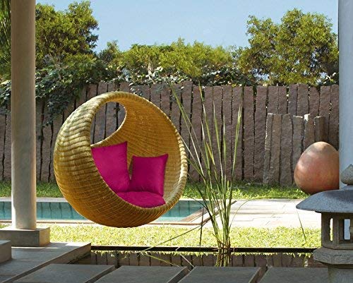 Hanging Swing Chair for Balcony &amp; Living Room | Handwoven Cane Hammock Zula for Adults | Indoor Outdoor Single Seater Jhula | Handmade Rattan Swing Chair (91x46x91 cm) - View 2