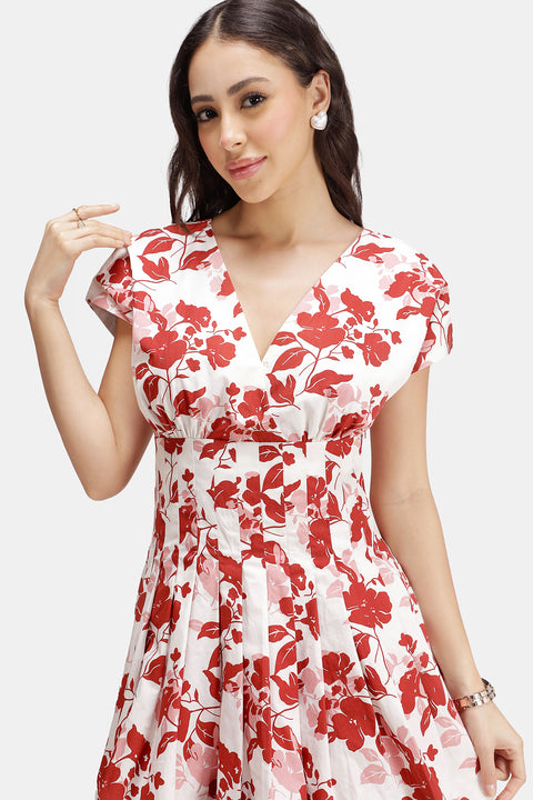 Noura 100% Cotton Pleated Bubble Hem Dress - View 6