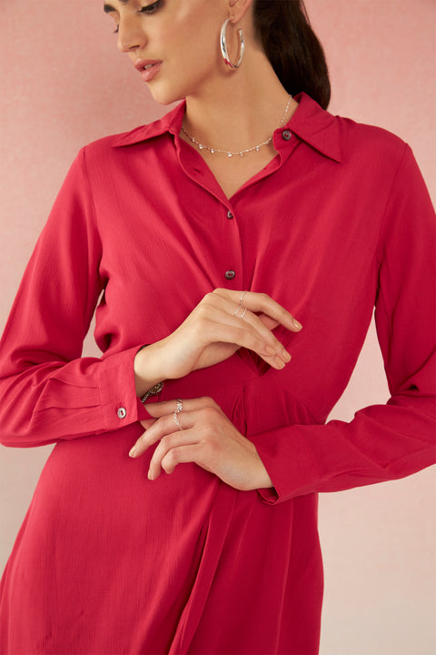 Aamna 100% Viscose Draped Shirt Dress - View 7